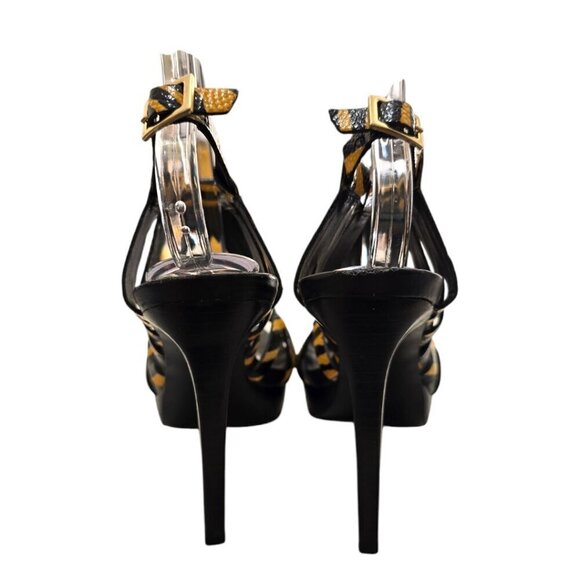 Diane Von Furstenberg Zebra Print Patent Leather Platform Heels Sz 7 - Picture 5 of 9